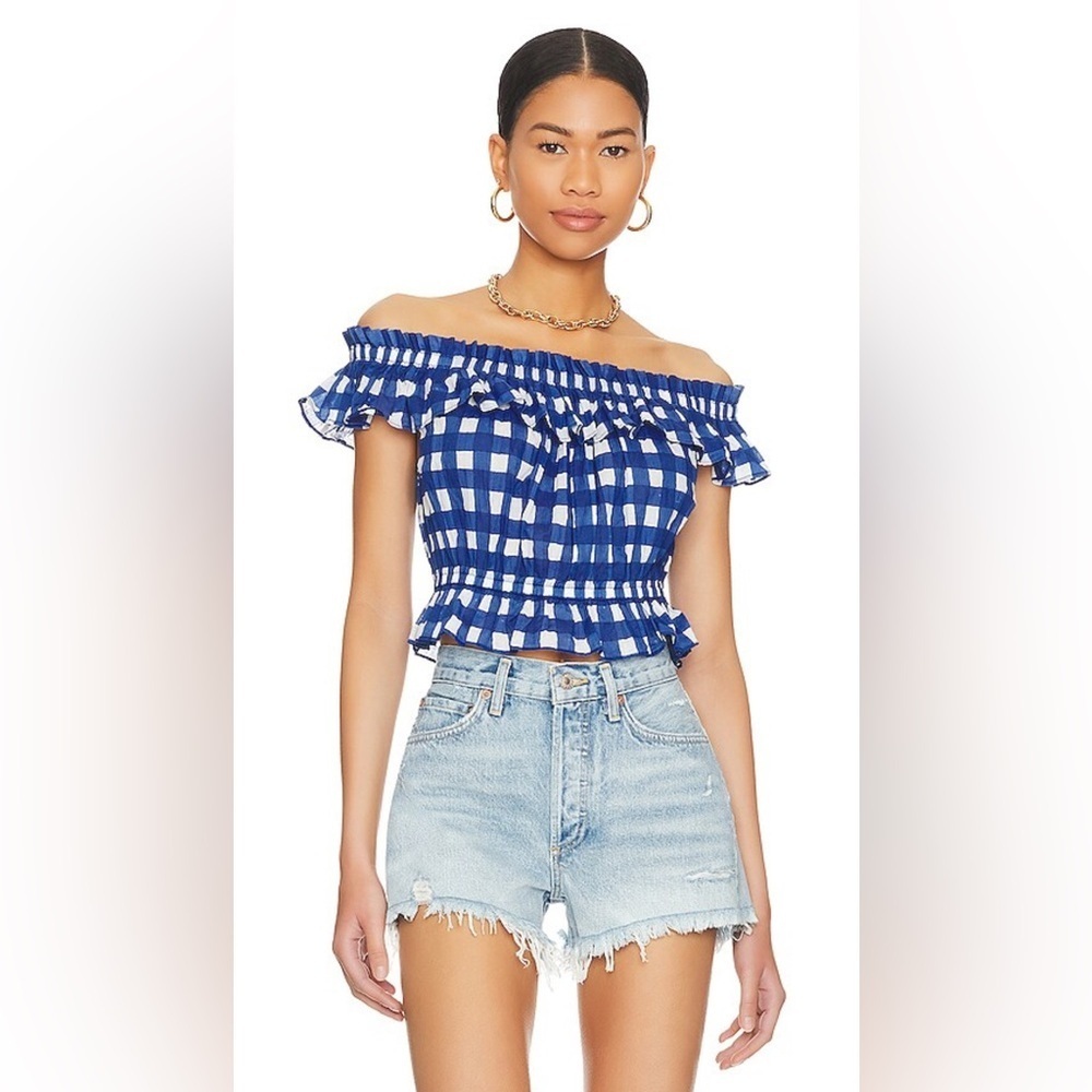NWT Cleobella Annalise Top in Painterly Gingham, Size XS